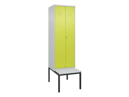 PBM-locker met bank,HxBxD 2120x600x815mm,2vak,vak B 300mm,cil.-slot