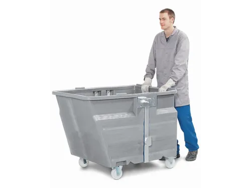 PE-kiepbak,HxLxB 900x1260x960mm,0,6m³,draagverm. 300kg,grijs,Wielen