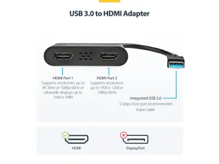 USB 3.0 naar Dual HDMI Adapter Dual 1080p of Single 4K 30Hz - 3