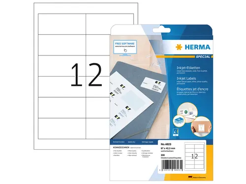 HERMA 4823 Inkjet etiketten A4 97x42,3mm Wit mat 300 stuks