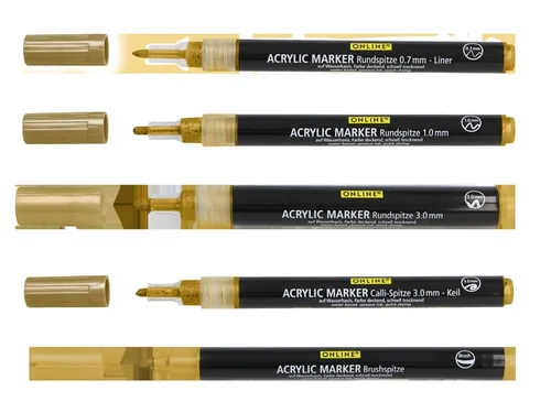 Acrylmarker Online lettering 5 breedtes goud