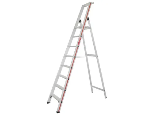 trapladder,eenzijdig,8treden,stand H 1,85m,balk L 2,7m,aluminium