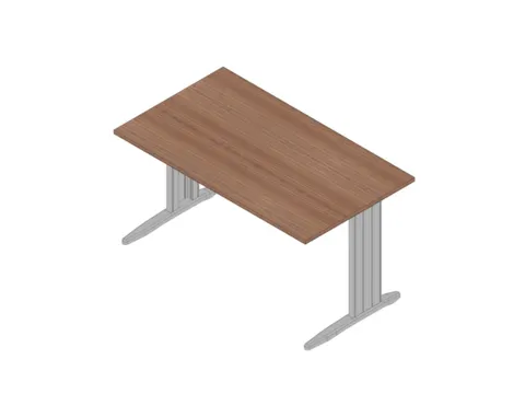 bureau,HxBxD 730x1400x800mm,blad canaletto-hout,C-voet aluminium