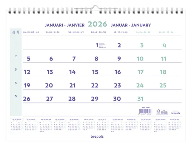 1-Maandskalender 2027 Brepols 43x31.5cm
