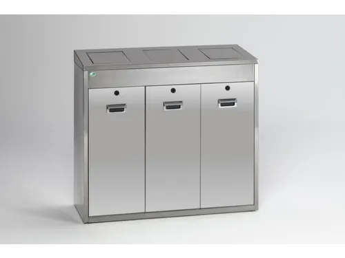 afvalverzamelstation 3x48 liter HxBxD 920x1000x430mm nee deksel RVS