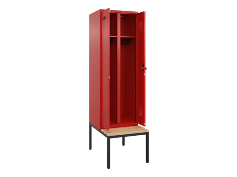 locker met bank,voor scheiding van kleding,HxBxD 2120x600x815mm,2vak