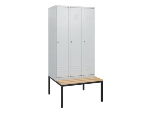 locker met bank,HxBxD 1950x900x815mm,3vak,vak B 300mm,cil.-slot