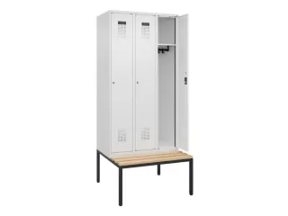 locker met bank,HxBxD 2120x900x815mm,3vak,vak B 300mm,cilinderslot - 1