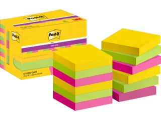 Memoblok Post-it 622 Super Sticky 47,6x47,6mm Carnival 12 stuks - 2