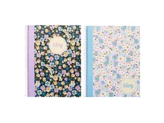 Spiraalblok B'LOG FLOWERS A4 ruit 5mm HC 80v 90gr krimp 2st 2 motieven