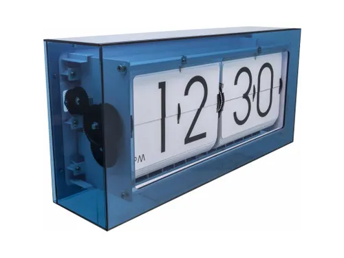 Tafel/wandklok NeXtime Big Flip 36x17x8.5cm acryl blauw