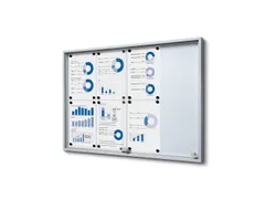 Vergrendelbaar notitiebord Indoor Slim 8xA4 met Schuifdeuren Zilver