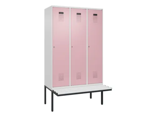 locker met bank,voor scheiding van kleding,HxBxD 2120x1200x815mm,3vak