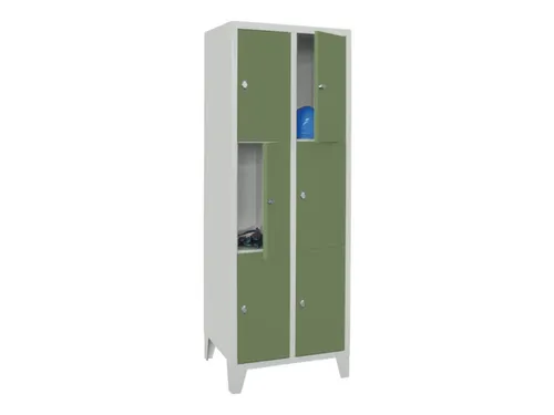 lockerkast,HxBxD 1850x600x500mm,2x3vakken,RAL7035,front RAL6011