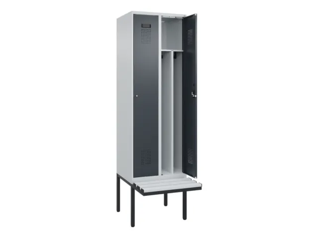 locker met bank,voor scheiding van kleding,HxBxD 2120x600x815mm,2vak