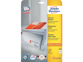 Etiket Avery 3490 70x36mm wit 600 stuks - 1
