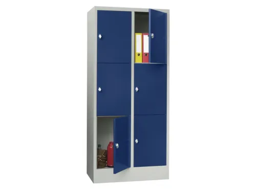 lockerkast,HxBxD 1850x800x500mm,2x3vakken,RAL7035,front RAL5010