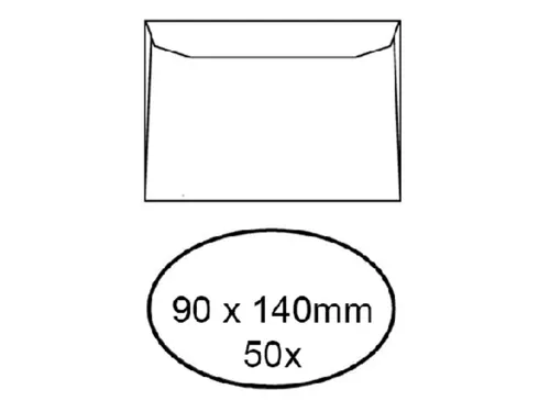 Envelop Quantore voor visitekaartjes 90x140mm 95gr wit 50st.