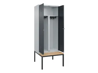 PBM-locker met bank,HxBxD 2120x800x815mm,2vak,vak B 400mm,draaigrendel - 2