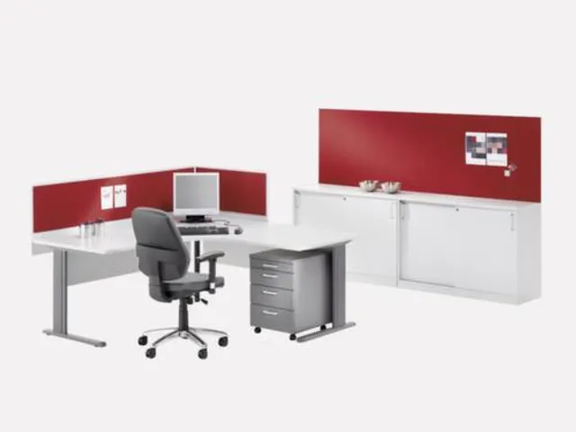 Bureau in vrije vorm 1400x1400mm Links C-voet Alu, Bl-wit