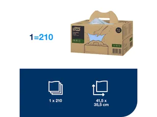 Reinigingsdoek Tork 510272 W7 Premium 1-laags 210 vel blauw - 6