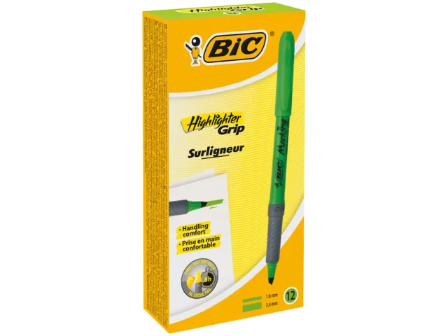 Surligneur Bic Bic Highlighter Grip vert 12 pièces