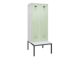 locker met bank,voor scheiding van kleding,HxBxD 2120x800x815mm,2vak - 2