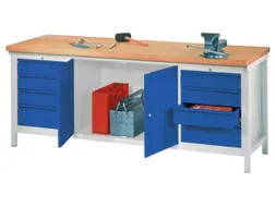 werkbank,HxBxD 900x2000x700mm,onderstel/romp RAL7035,front RAL7035