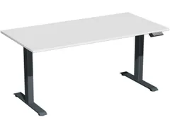 Elektrisch ihv bureau,HxBxD 630-1280x1600x800mm,blad lichtgrijs