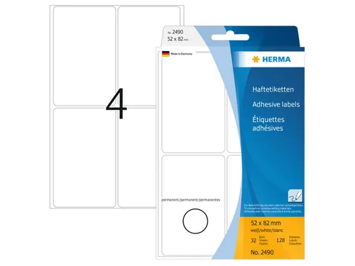 HERMA 2490 Universele etiketten 52x82mm Wit 128 stuks