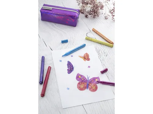 Viltstiften EFA Jumbo 2mm 6 glitter kleuren in kunststof etui