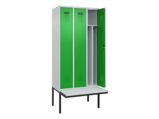 locker met bank,voor scheiding van kleding,HxBxD 2120x900x815mm,3vak - 1