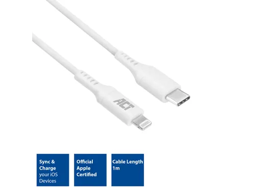 Kabel ACT USB-C naar Lightning laad -en data 1 meter