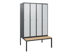 locker met bank,HxBxD 1950x1200x815mm,4vak,vak B 300mm,cil.-slot