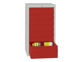 ladekast,HxBxD 900x500x500mm,7lade(n),cil.-slot,RAL7035,front RAL3000 - 2