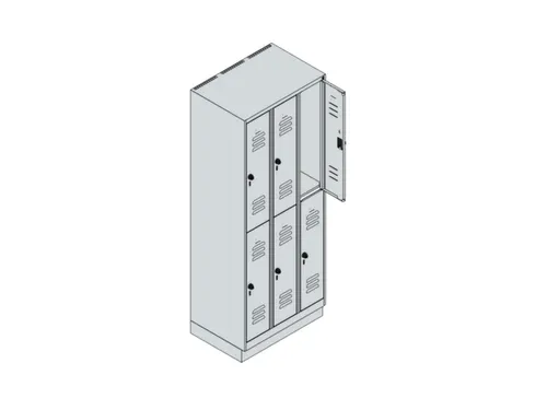 dubbeldekse locker,HxBxD 1950x750x500mm,3x2vak.,vak B 250mm
