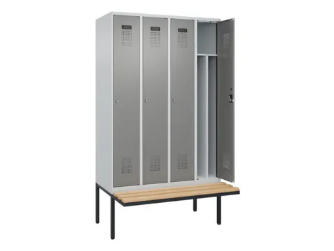 locker met bank,voor scheiding van kleding,HxBxD 2120x1200x815mm,4vak