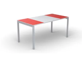bureau HxBxD 750x1800x800mm rood rechthoekig 4-voeten wit vierkant - 1
