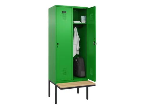 locker met bank,HxBxD 2120x800x815mm,2vak,vak B 400mm,draaigrendel