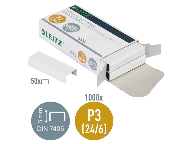 Nieten Leitz P3 24/6 wit 1000 stuks