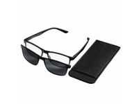 Leesbril met magnetische zonneclip, kunststof, zwart, +1,5 dpt / Leesb