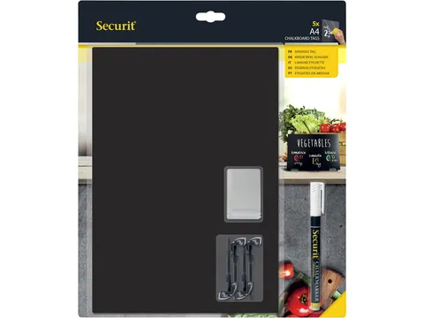 Krijtbord Securit A4 tags zwart 5 stuks