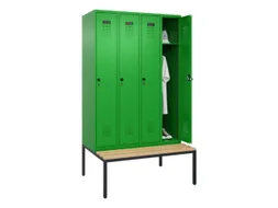 locker met bank,HxBxD 2120x1200x815mm,4vak,vak B 300mm,draaigrendel