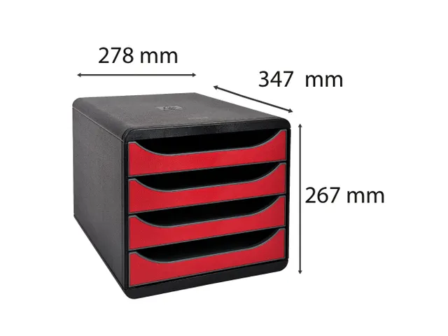 Ladenblok A4 Big-box Classic 4 Laden Zwart Rood