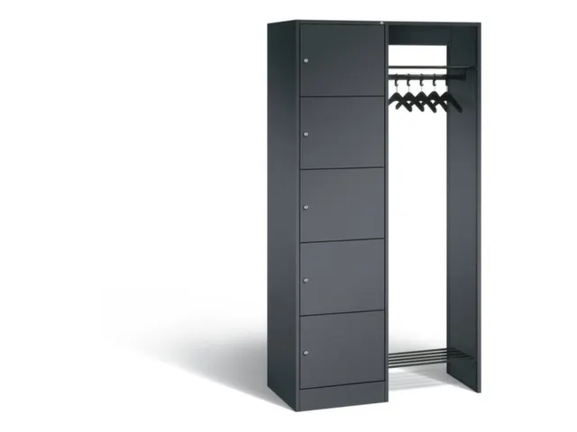 locker met kapstok,HxBxD 1950x960x480mm,romp RAL7021,front RAL7021