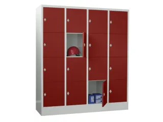 lockerkast,HxBxD 1850x1600x500mm,4x4vakken,RAL7035,front RAL3000 - 2
