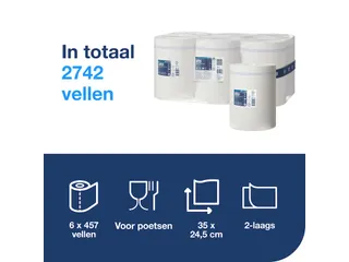 Poetsrol Tork 2-laags Wit 101250 M2 160 Meter - 7