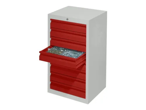 ladekast,HxBxD 900x500x500mm,8lade(n),cil.-slot,RAL7035,front RAL3000