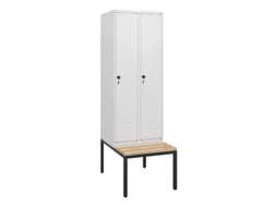 locker met bank,HxBxD 1950x600x815mm,2vak,vak B 300mm,draaigrendel