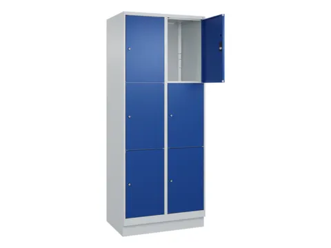 lockerkast,HxBxD 1950x800x500mm,2x3vakken,vak B 400mm,cil.-slot,sokkel